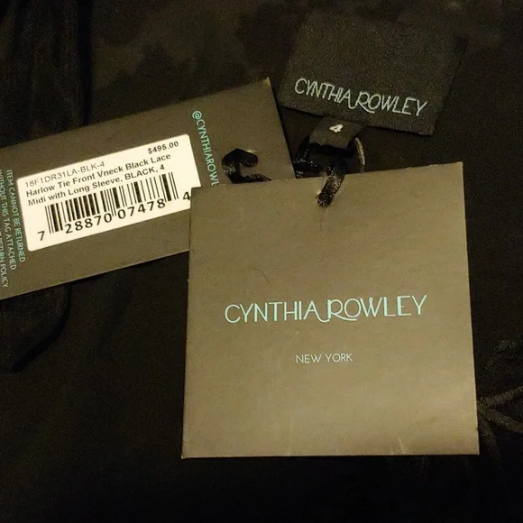 Cynthia Rowley Harlow Embroidered Lace Deep V-Neck Dress P2P 17 in. - Picture 11 of 12